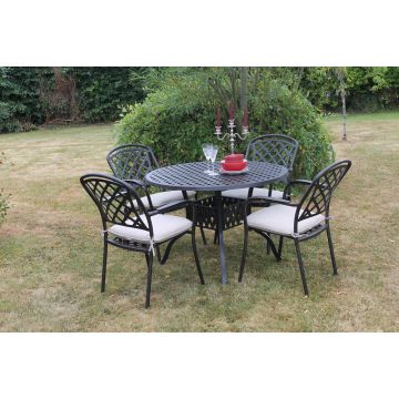 Grafton 4 Seater Cast Aluminum Set Black