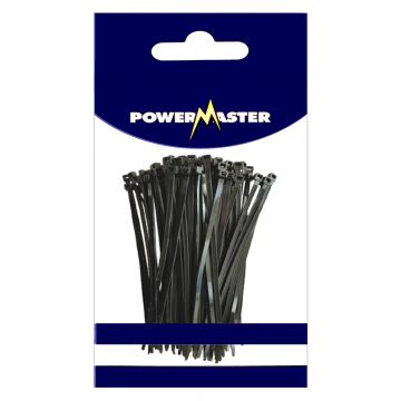 Powermaster Cable Ties 370 x 4.8mm Black 100/pack