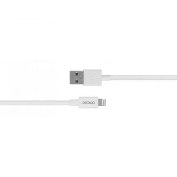 Deltaco Apple USB A to Lightning iPhone Cable 2 Metre - White | IPLH402
