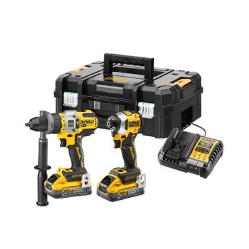 Dewalt 18V XR Compact Brushless Drill & Impact Driver Twin Kit - 2 x Powerstack 5Ah Batteries | DCK2052H2T-GB