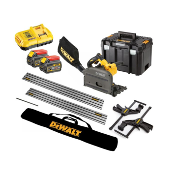 DeWalt 54V XR FlexVolt Plunge Saw Pack with Guide Rails, Joint Bar, Clamp Kit & Bag | DCS520T2-GB