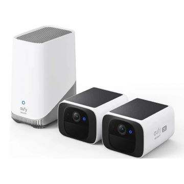 Eufy Solocam S220 2 Camera Pack With HomeBase 3 - White | E8134328 