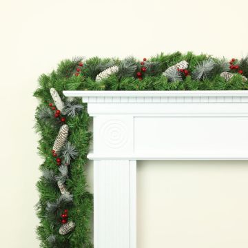 2.7m Flocked Garland With Berries And Cones
