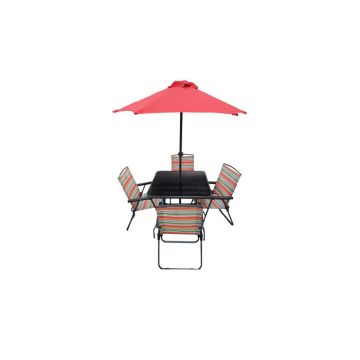 Heather 6 Piece Steel Garden Patio Set - Red | STDSSE409