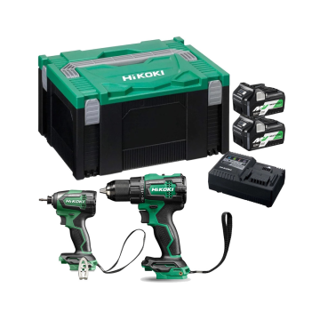HiKOKI 18V Brushless Combi Drill & Impact Driver Kit c/w 2 x MV Batteries & Charger | KC18DE/JAZ