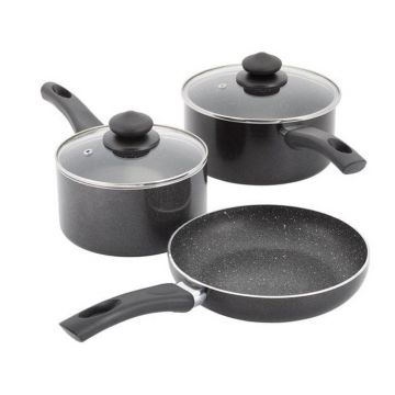 Kaufmann 3 Piece Non-Stick Saucepan Set - Black | KNSA1