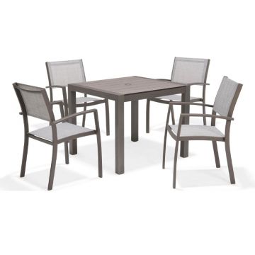 Lifestyle Garden Solana 4 Seat Square Outdoor Dining Garden Furniture Set - Grey