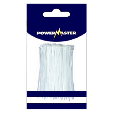 Powermaster Cable Ties 350 - 370 x 7.6mm Nat 100/pack