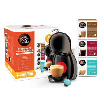 Nescafé Dolce Gusto Piccolo XS Pod Coffee Machine by De'Longhi - Value Bundle - Black | EDG210.B