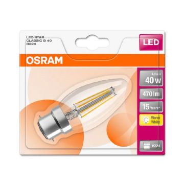 Osram 4w (40w) BC LED Candle Bulb Clear