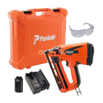 Paslode IM65A F16 2nd Fix Li-ion Angled Cordless Gas Nailer Gun Kit with Battery, Charger & Case | 13313