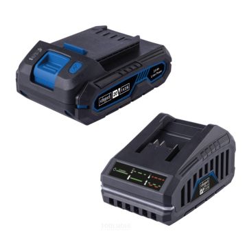 Scheppach 20V 2Ah Battery & 2.4A Charger Starter Kit | IXES Cordless Tools | Fast Charging & LED Display | SBSK2