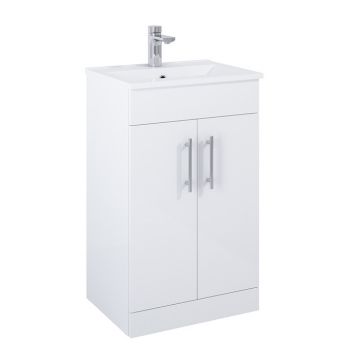 Sonas Belmont Square 50cm Floor Standing 2 Door Vanity Unit - Gloss White | SQBEL50WH