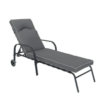 Steel Frame Premium Padded Garden Lounger with Wheels - DISPLAY MODEL | SLLGDG401