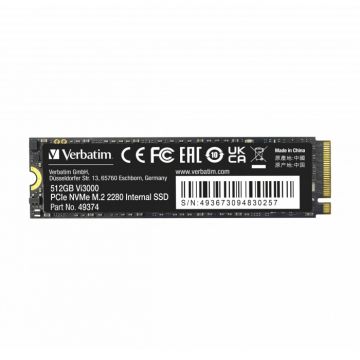 Verbatim Vi3000 M.2 PCIe NVMe Solid State Drive - 512GB | 49374