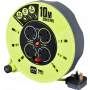 Masterplug Pro XT 13 Amp 4 Gang Cassette Cable Reel - 10m - Green