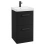 Kora Floor Standing 2 Drawer Vanity Unit Matt Black with Black Handles - 50cm