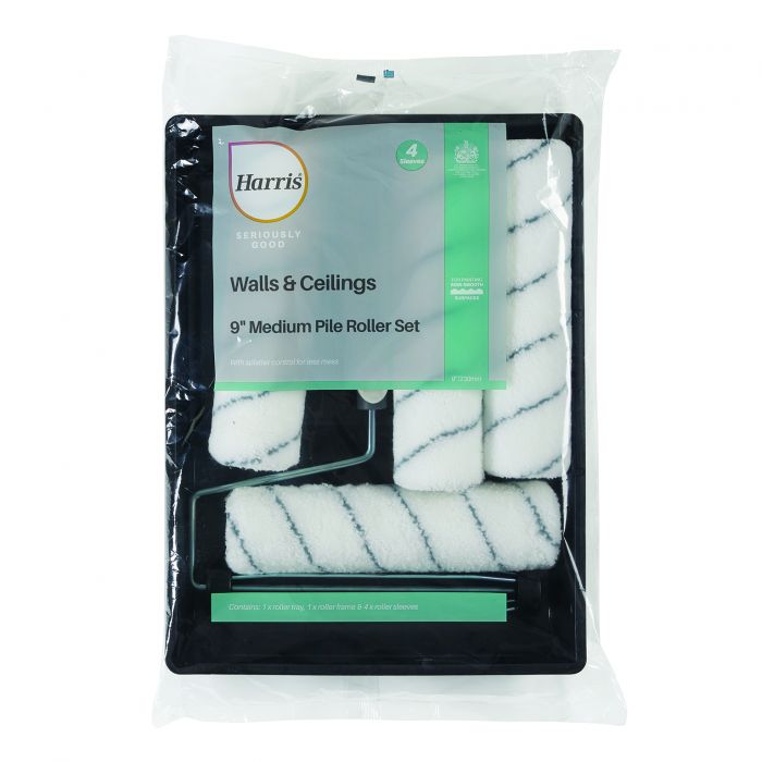Harris Seriously Good Roller Set 9" Wall & Ceiling comes with 4 Sleeves