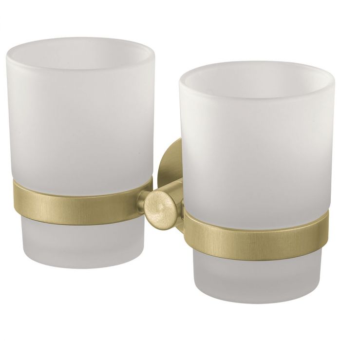 Haceka Kosmos Double Tumbler Holder Brushed Gold