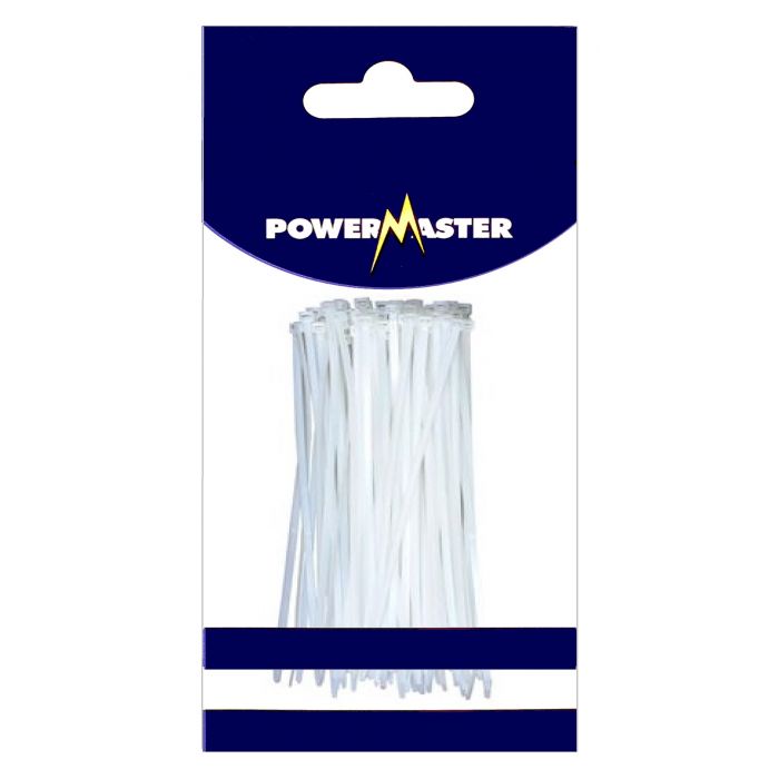 Powermaster Cable Ties 160 x 4.8mm Nat 100/pack