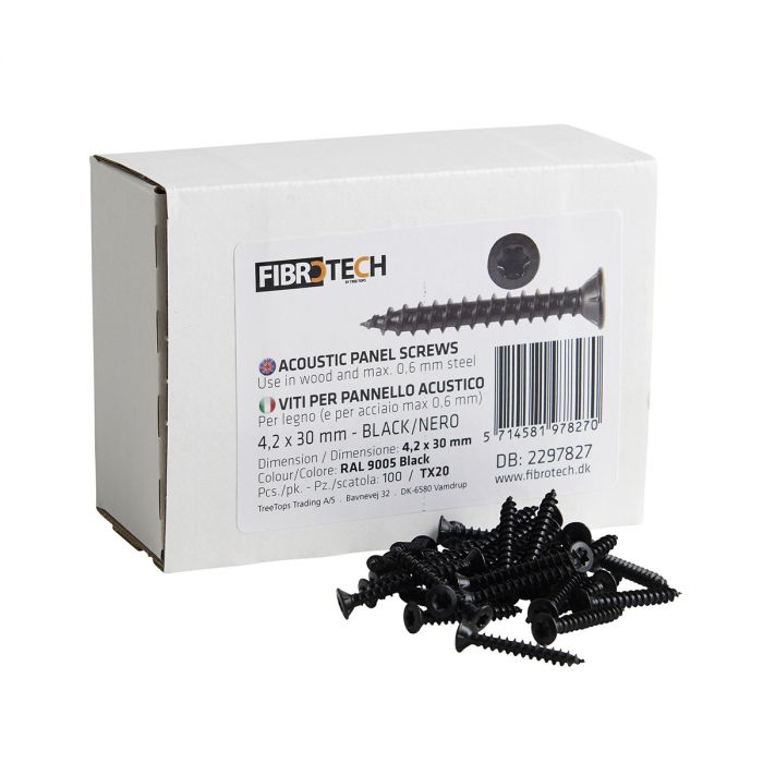 Fibrotech Panel Screws 100'S Black 4.2 x 30mm