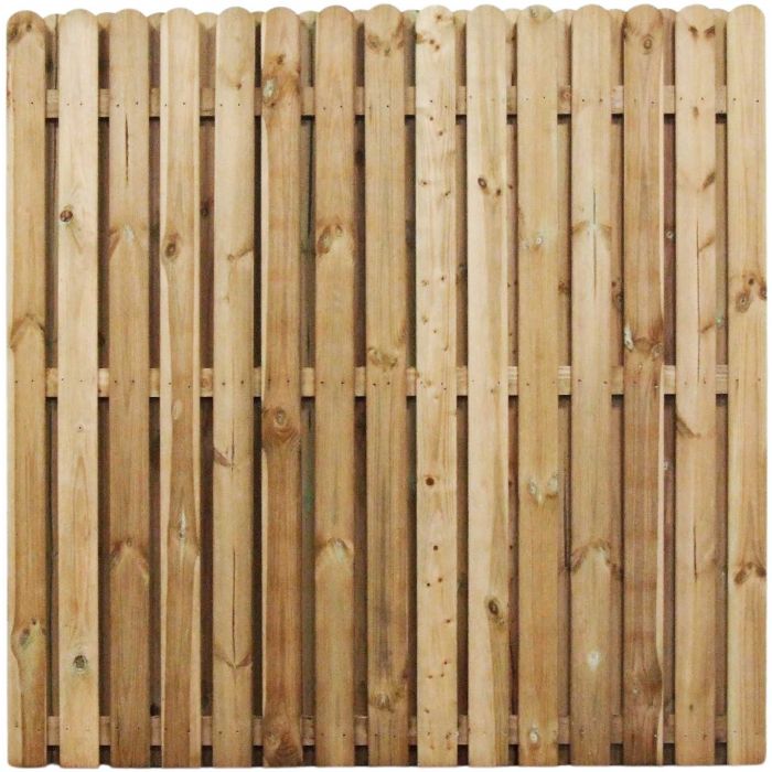 Coolrain Hit & Miss Round Top Double Side Fence Panel - 1.8m x 1.8m 