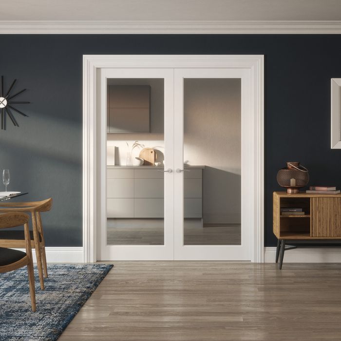Indoors Kenmore Clear Glazed Single Panel Shaker Door - White - 78 Inch x 30 Inch (1981mm x 762mm)