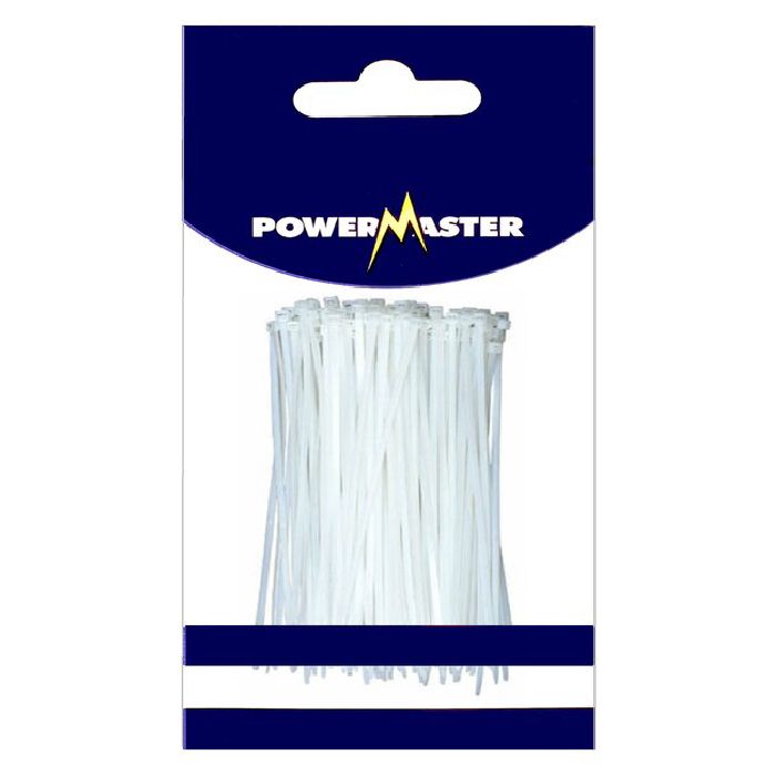 Powermaster Cable Ties 200 x 4.8mm Nat 100/pack