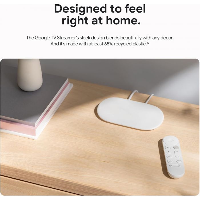 Google TV Streamer 4K - Movies, Live Shows, Netflix - Porcelain