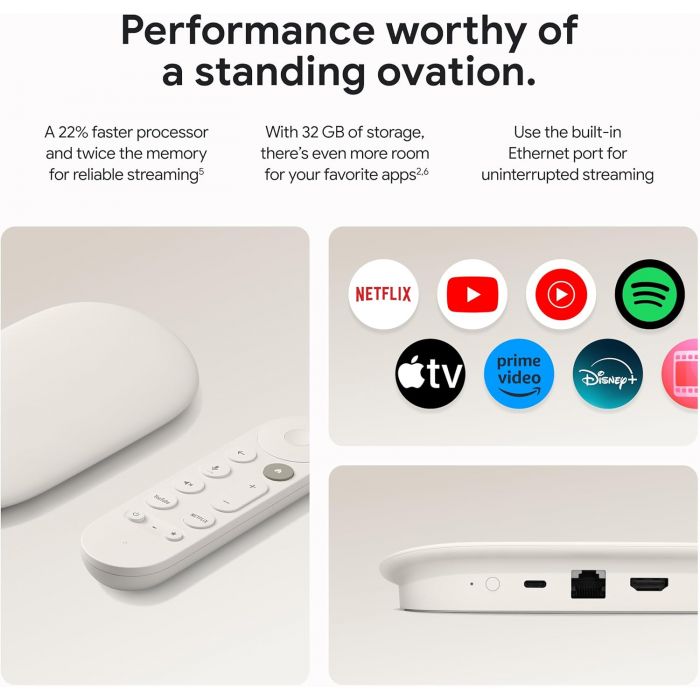 Google TV Streamer 4K - Movies, Live Shows, Netflix - Porcelain