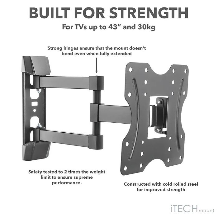 iTech Double Arm Wall Mount TV Bracket for 26" - 43" TVs | LCD523B