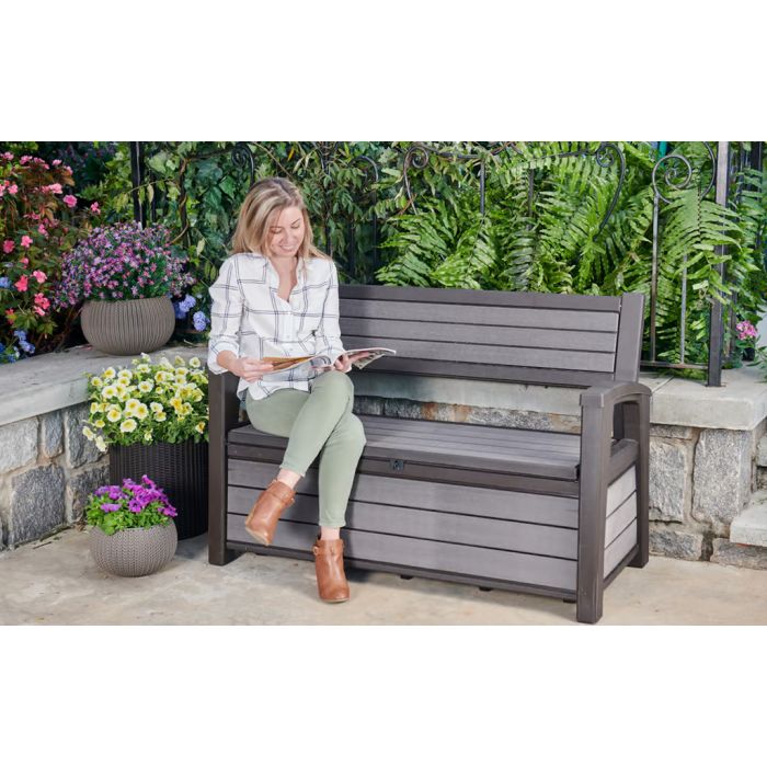 Keter Hudson 227L Storage Bench Grey KTR233780 Telfords