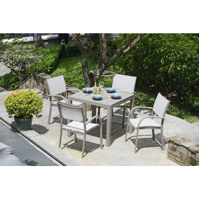 Morella 4-Seat Stacking Dining Set - Grey
