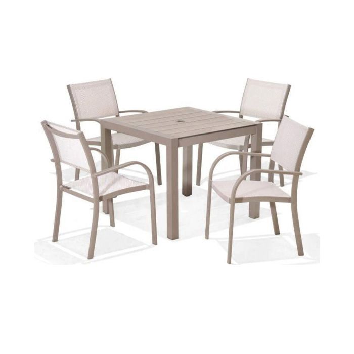 Morella 4-Seat Stacking Dining Set - Grey