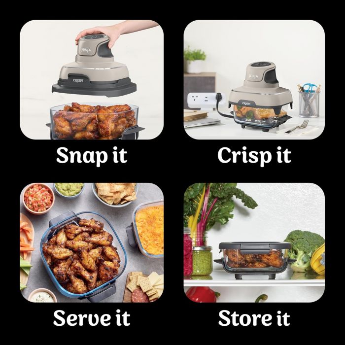 Ninja CRISPi 4-in-1 Portable Glass Air Fryer Cooking System - Stone | FN101UKST