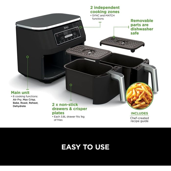 Ninja Foodie Dual Zone Air Fryer - Black | AF300UK