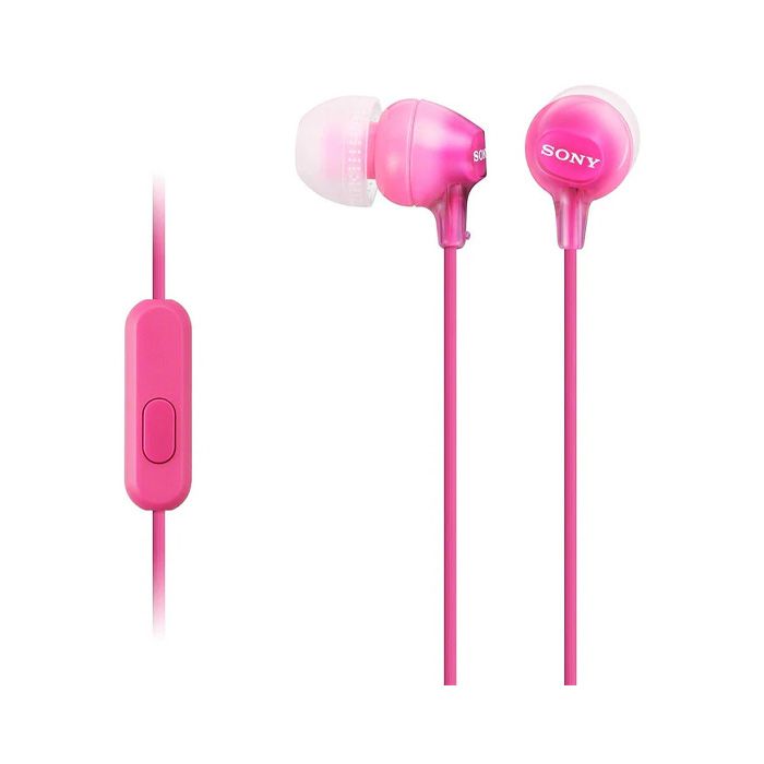 Sony In-Ear Wired Headphones with Mic Silicone Earbuds Pink