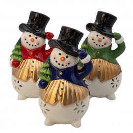 Snowman With Top Hat & LED Lights 19cm Assorted
