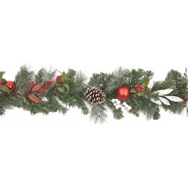 2.7M Frosted Garland with Cones & Snowberries | 433002