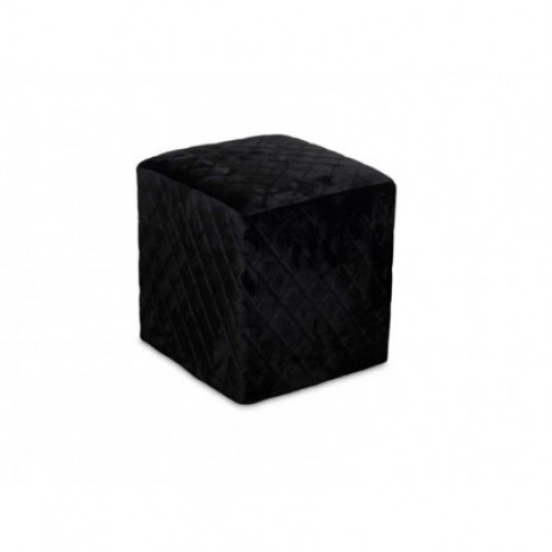 Cubic Velvet Quilted Stool BLACK | ZW39