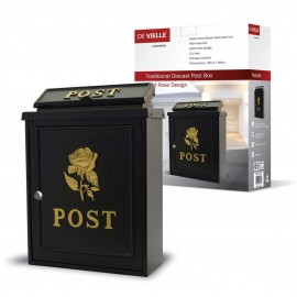 DE VIELLE Gold Rose Diecast Post Box | 245530
