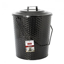 DE VIELLE Metal Basket Weave Coal Tub & Lid BLACK | 62679