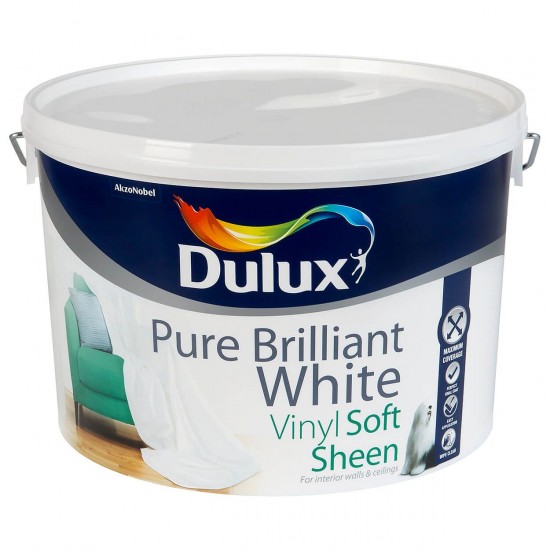 DULUX Vinyl Soft Sheen Pure Brilliant WHITE 10L | 71611