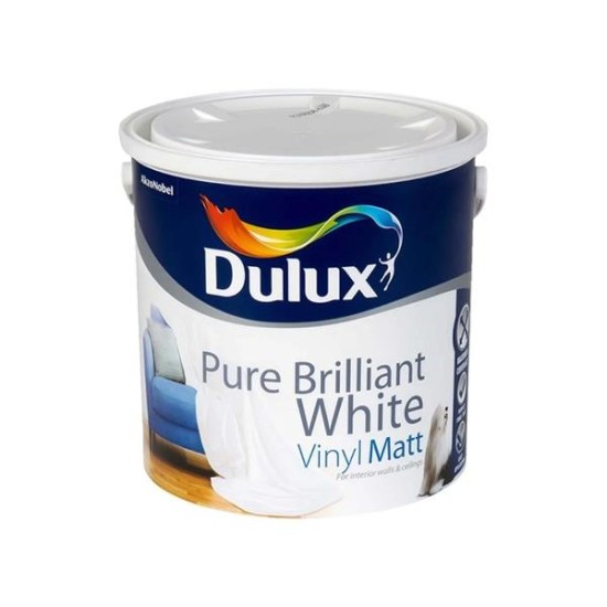 Dulux Vinyl Matt Pure Brilliant White 2.5L Interior Paint | 5084559