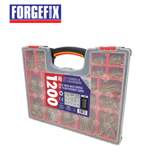 Forgefix 1200 Piece Organizer Pro Multi-Purpose Wood Screw Set | FOPMPS1200Y