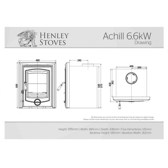 Henley Achill 6.6kW Cream Enamel Wood Burning Insert Stove | 413342