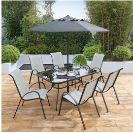 SORRENTO 8 Piece Table and Chair Set COOL GREY | 64941