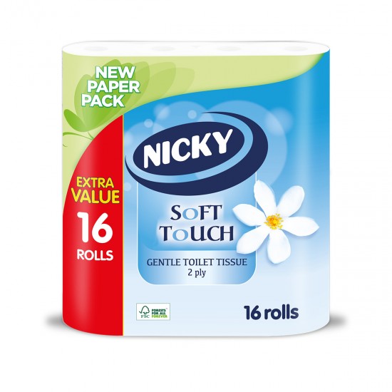 NICKY Soft Touch Toilet Tissue 2 Ply 16 Rolls | 419942