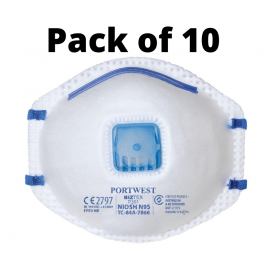 PORTWEST FFP2 P201 Particulate Molded Valved Disposable Masks Pack of 10 | 63808