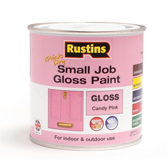 RUSTINS Quick Dry Small Job Gloss Paint CANDY PINK 250ml | 70808